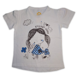 T-Shirt 100% Cotton Girls White I Love Summer Days and Front Printed