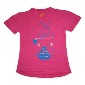 T-Shirt 100% Cotton Girls Top Hot Pink Front Printed